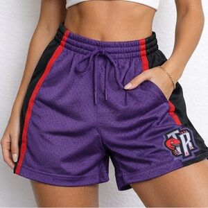 Mitchell & Ness women’s Toronto Raptors Jump Shot Shorts Purple black size XS‎